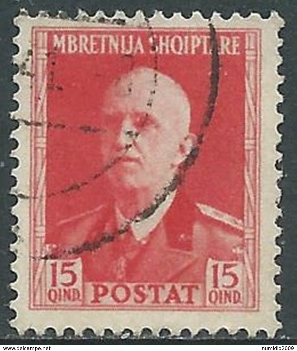 1939-40 ALBANIA USATO SERIE ORDINARIA 15 Q - UR29-2 - Albanien