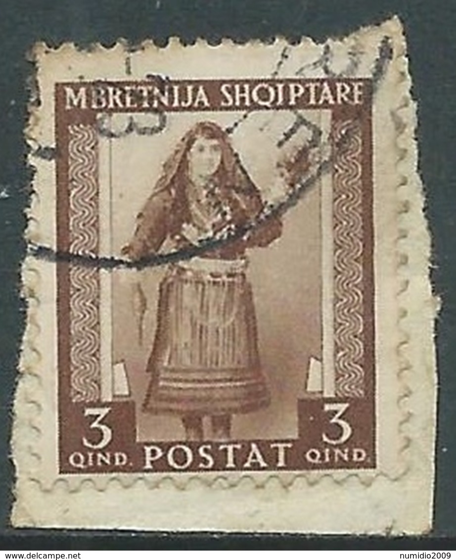 1939-40 ALBANIA USATO SERIE ORDINARIA 3 Q - UR29-3 - Albania