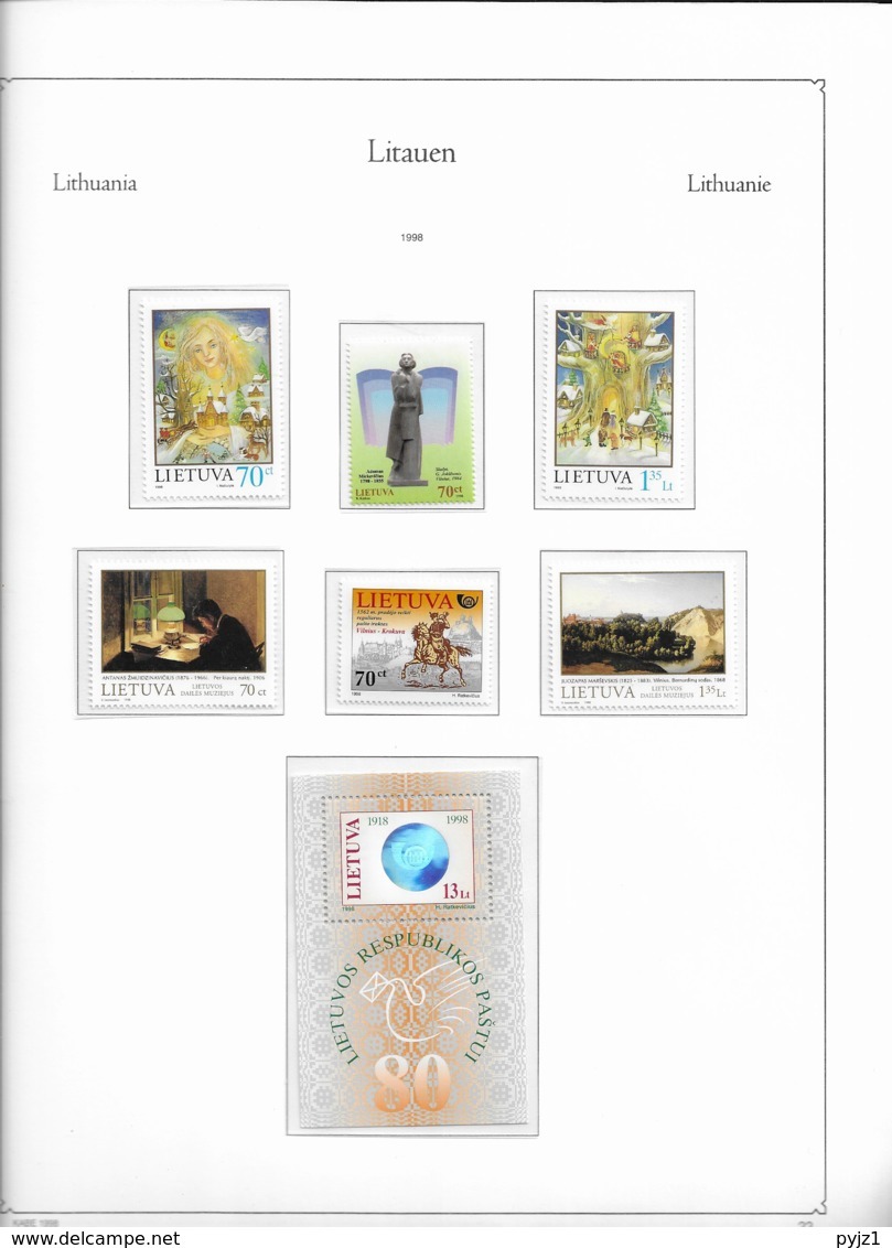 1998 MNH Lituania Year Collection Postfris** - Lithuania