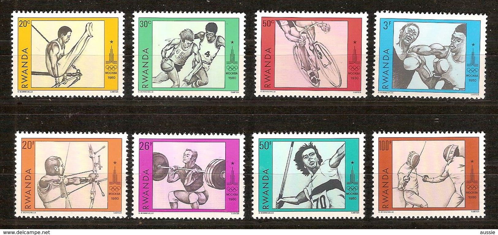 Rwanda Ruanda 1980 OBCn° 977-984 *** MNH  Cote 5,75 Euro Jeux Olympiques Moscou - Neufs