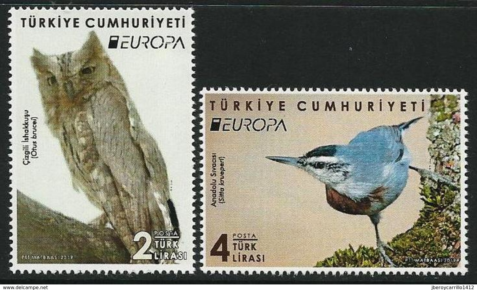 TURQUIA /TURKEY /TÜRKEI /TURQUIE  -EUROPA 2019 -NATIONAL BIRDS.-"AVES -BIRDS -VÖGEL-OISEAUX"-SET Of 2 Stamps - N - 2019