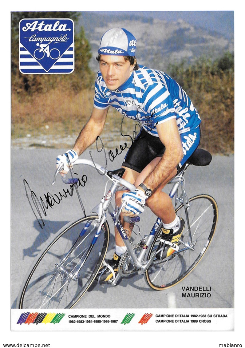 CARTE CYCLISME MAURIZIO VANDELLI SIGNEE TEAM ATALA 1989 - Cyclisme