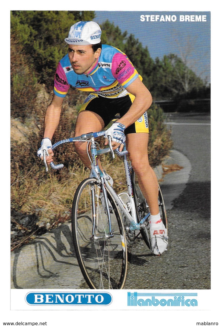 CARTE CYCLISME STEFANO BREME TEAM BENOTTO 1989 - Cyclisme