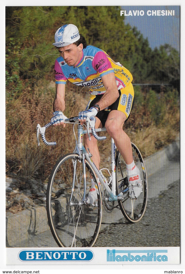 CARTE CYCLISME FLAVIO CHESINI TEAM BENOTTO 1989 - Cyclisme