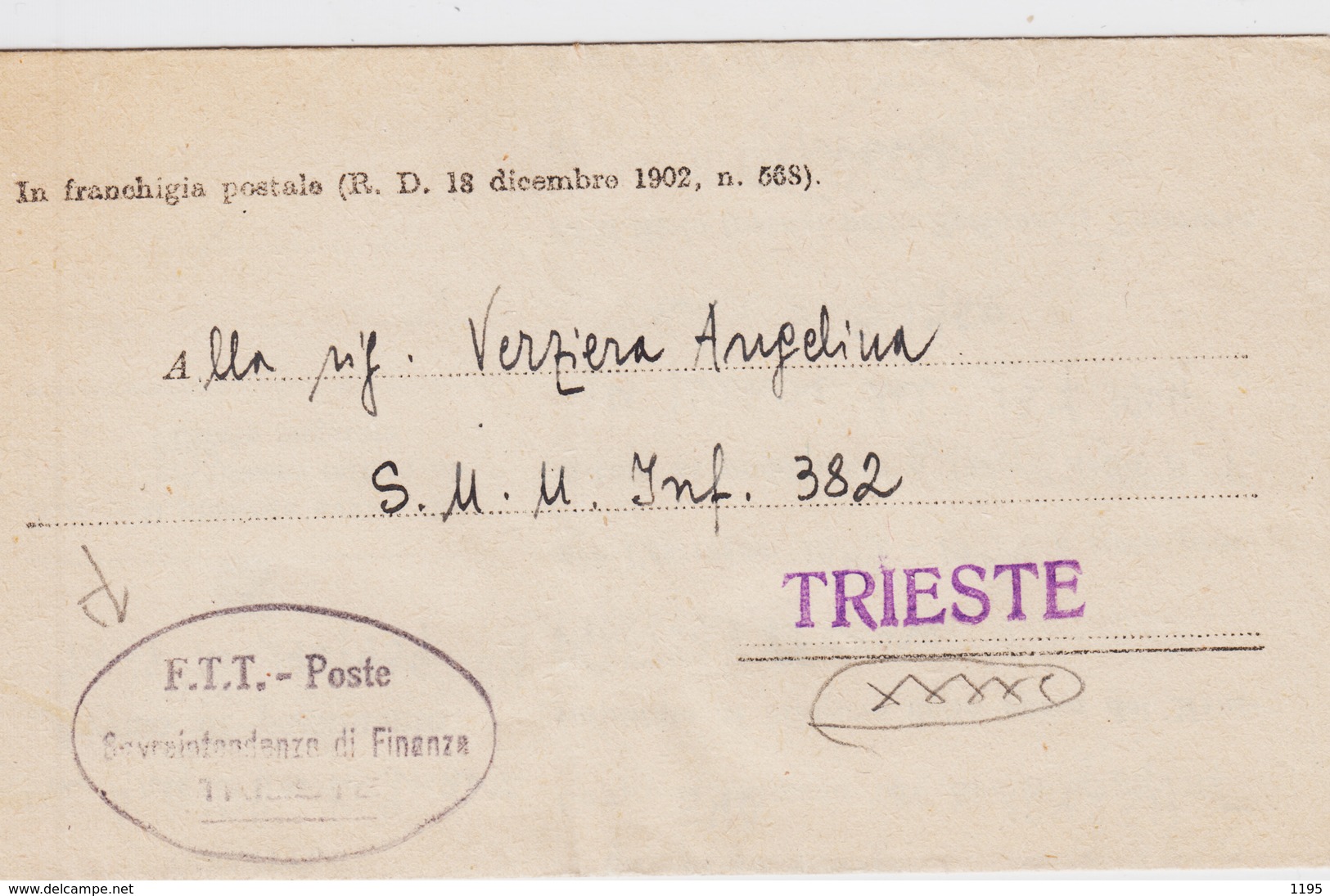 Trieste A, Lettera In Franchigia (21.05.1950) (05261) - Storia Postale