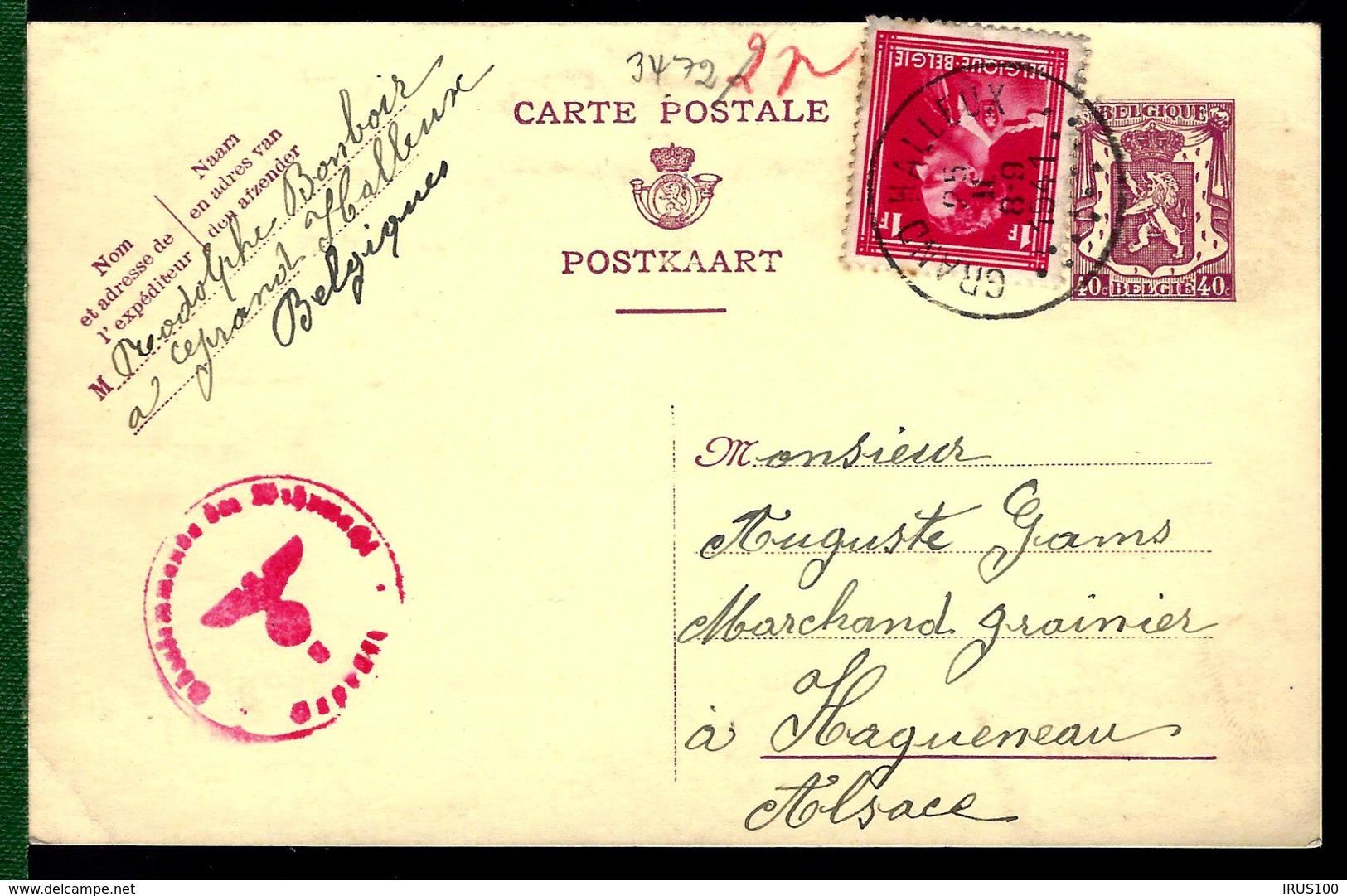 BELGIQUE - ENTIER POSTAL - GANZSACHE - POSTALE STATIONERY - ZENSUR - CENSURE - CENSOR SHIP - - Autres & Non Classés