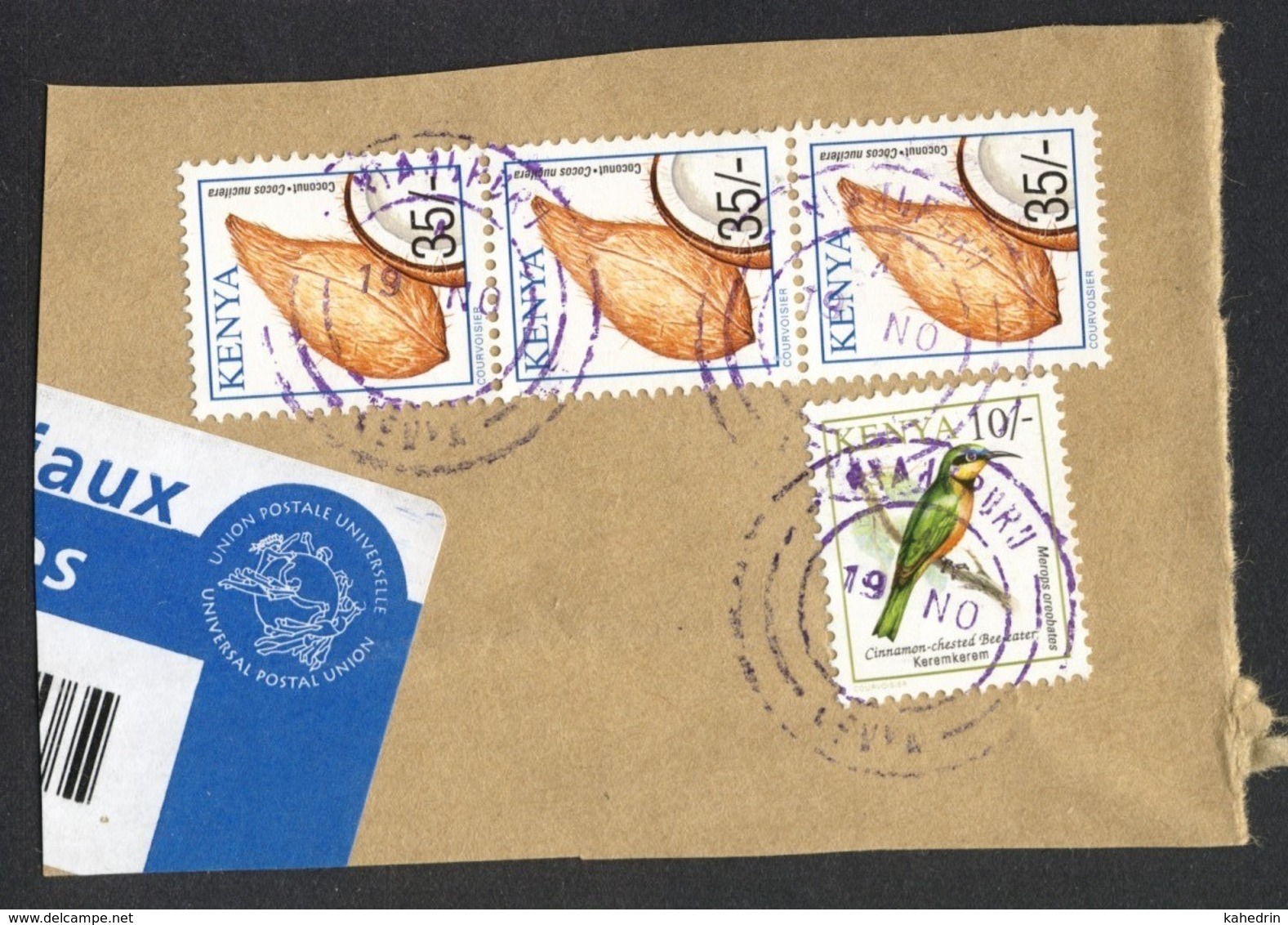 Kenia Kenya 1993 + 2001, Stamps On A Piece Of Paper: Bird Coconut - Kenia (1963-...)