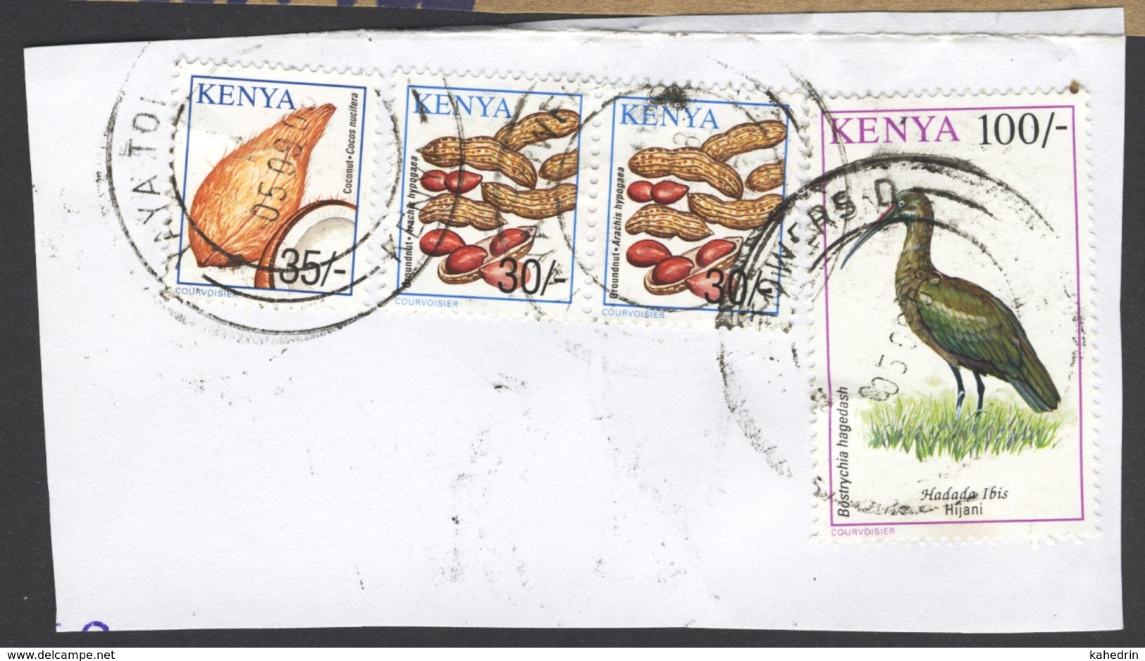 Kenia Kenya 1993 + 2001, Stamps On A Piece Of Paper: Bird Coconut Peanut - Kenya (1963-...)