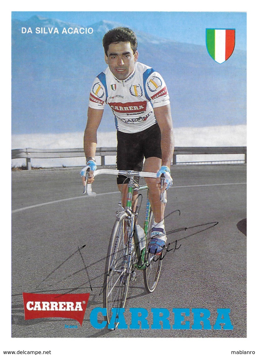 CARTE CYCLISME ACACIO DA SILVA SIGNEE TEAM CARRERA 1989 - Cyclisme