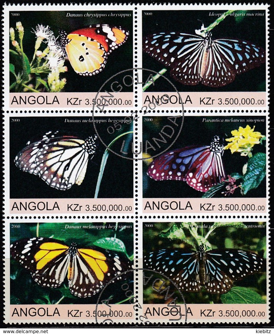 Angola 1999 Schmetterlinge, Butterflies - MiNr: 6 Er ZD  Used - Schmetterlinge