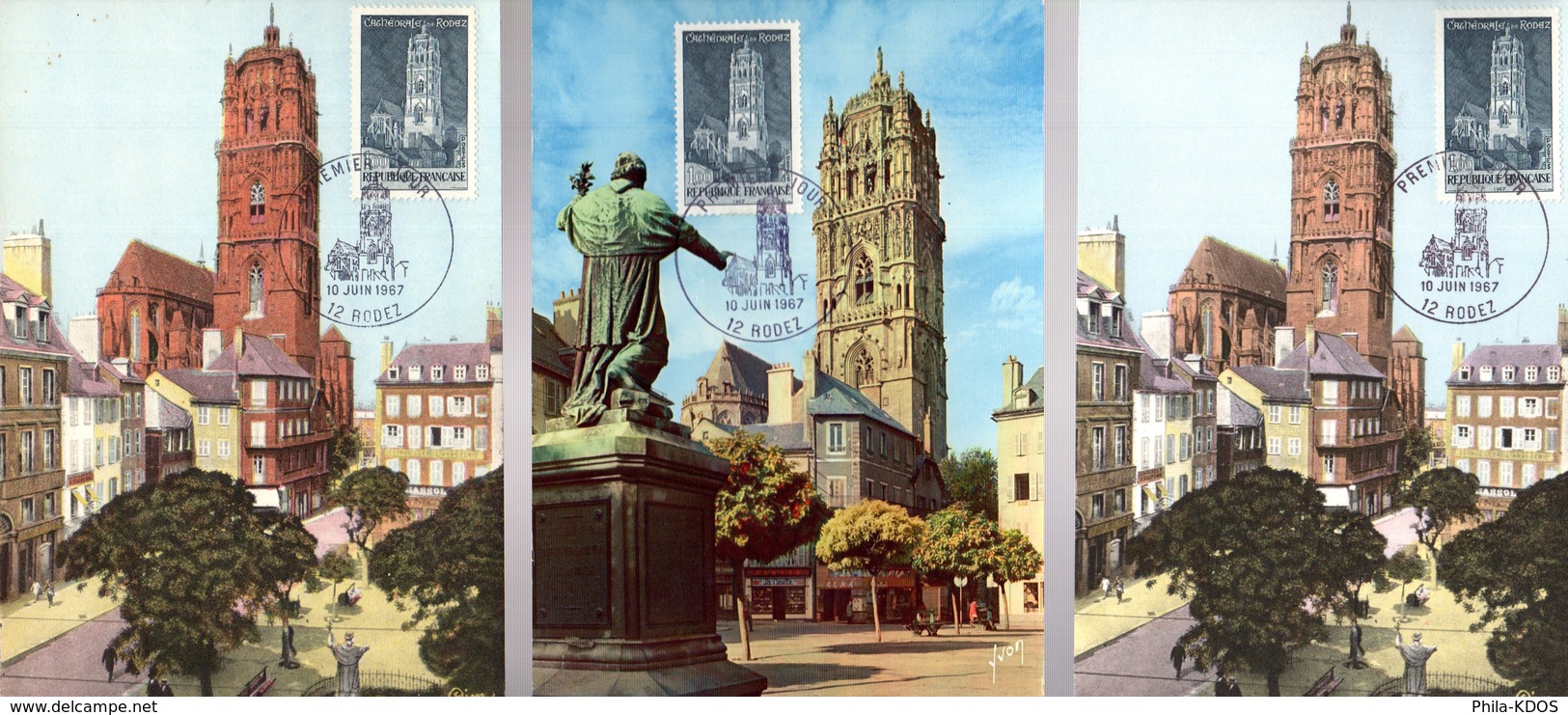 Lot " RODEZ " Sur 3 Cartes Maximum De 1966. Diverses éditions. N° YT 1504. TB état CM - Colecciones & Series