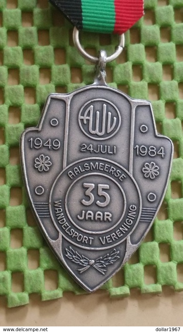 Medaille :Netherlands  -  Aalsmeerse Wandelsport Ver. 1949-24-7-1984. / Vintage Medal - Walking Association - Andere & Zonder Classificatie