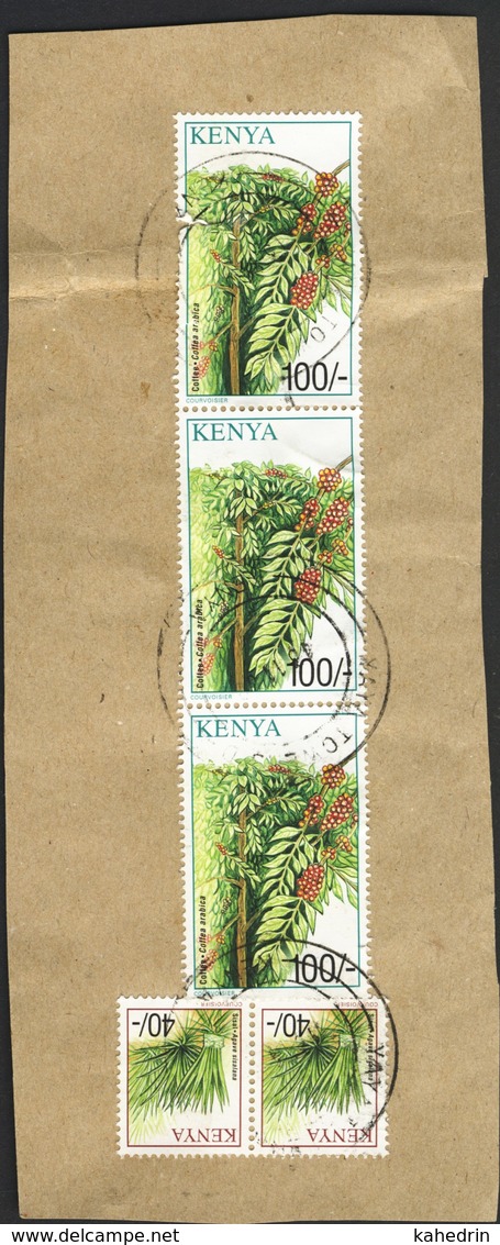 Kenia Kenya 2001, Stamps On A Piece Of Paper: Sisal, Arabic Coffee - Kenia (1963-...)