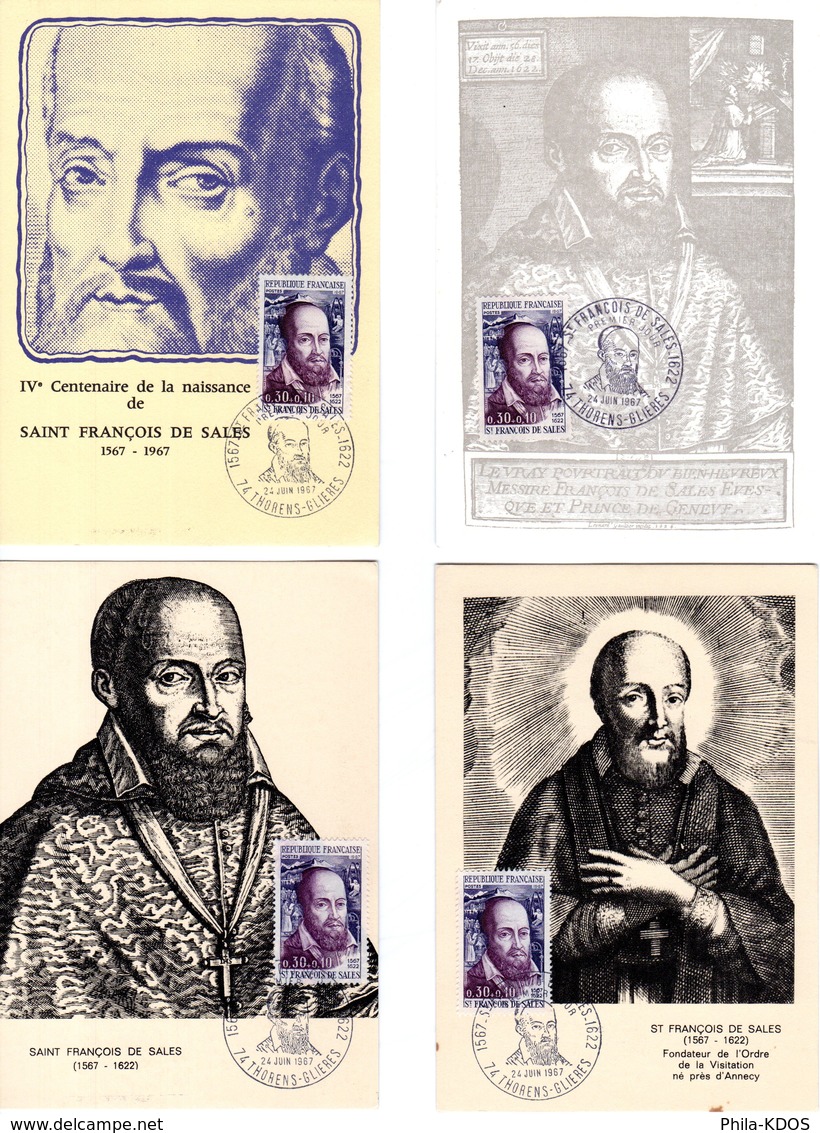 Lot " SAINT FRANCOIS DE SALES " Sur 4 Cartes Maximum De 1967. Diverses éditions. N° YT 1513. TB état CM - Collections, Lots & Series