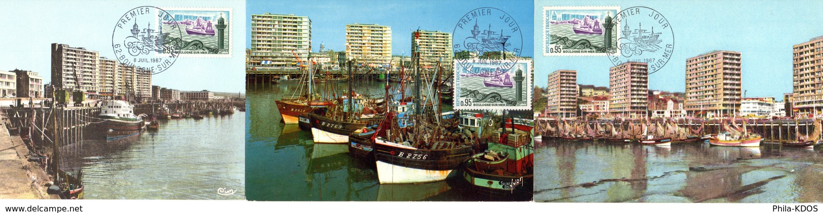 Lot " BOULOGNE-SUR-MER " Sur 3 Cartes Maximum De 1967. Diverses éditions. N° YT 1503. TB état CM - Verzamelingen & Reeksen