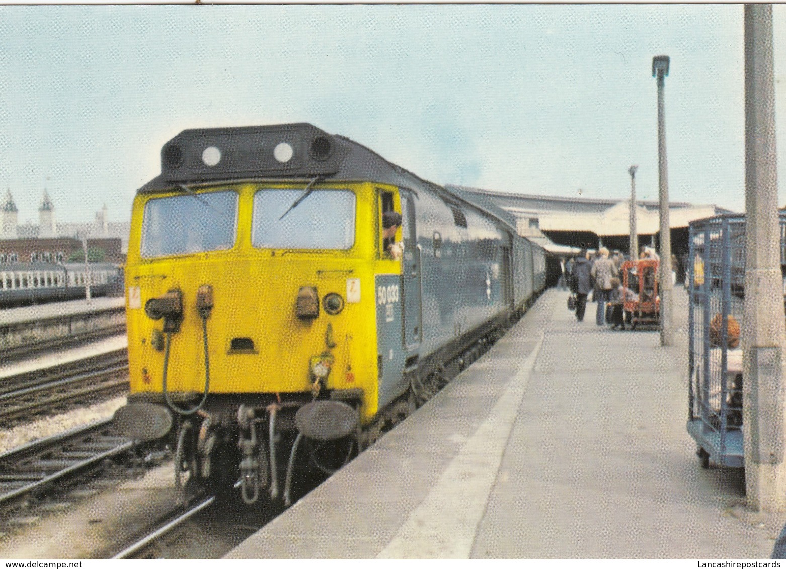 Postcard Class 50 No 50033 At Bristol Temple Meads With A Train For Plymouth 31.7.77 [ British Rail ] My Ref  B23704 - Trains