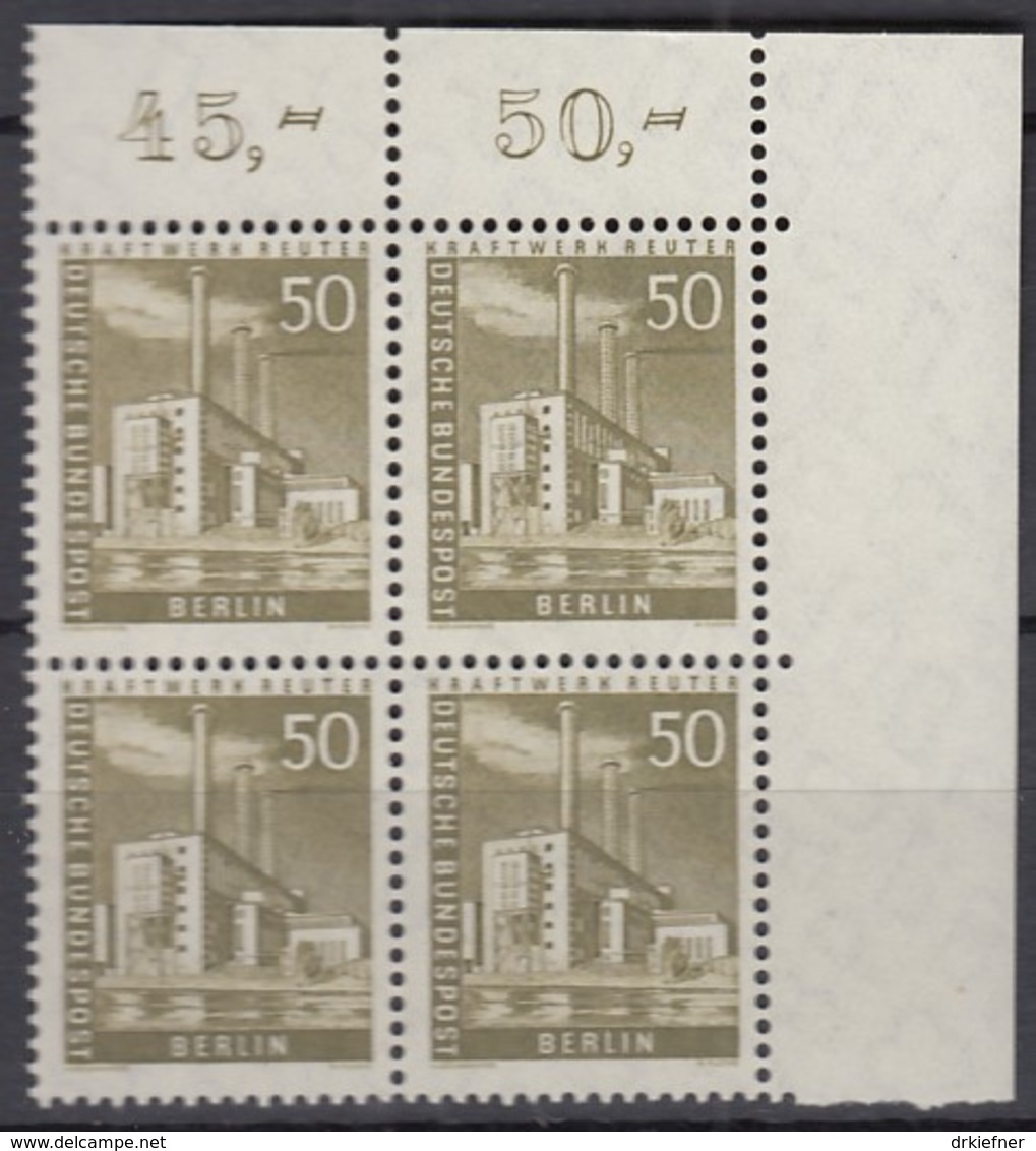 BERLIN  Mi.Nr. 150 W, 4erBlock Eckrand Oben Rechts, Postfrisch **, Berliner Stadtbilder 1956 - Unused Stamps