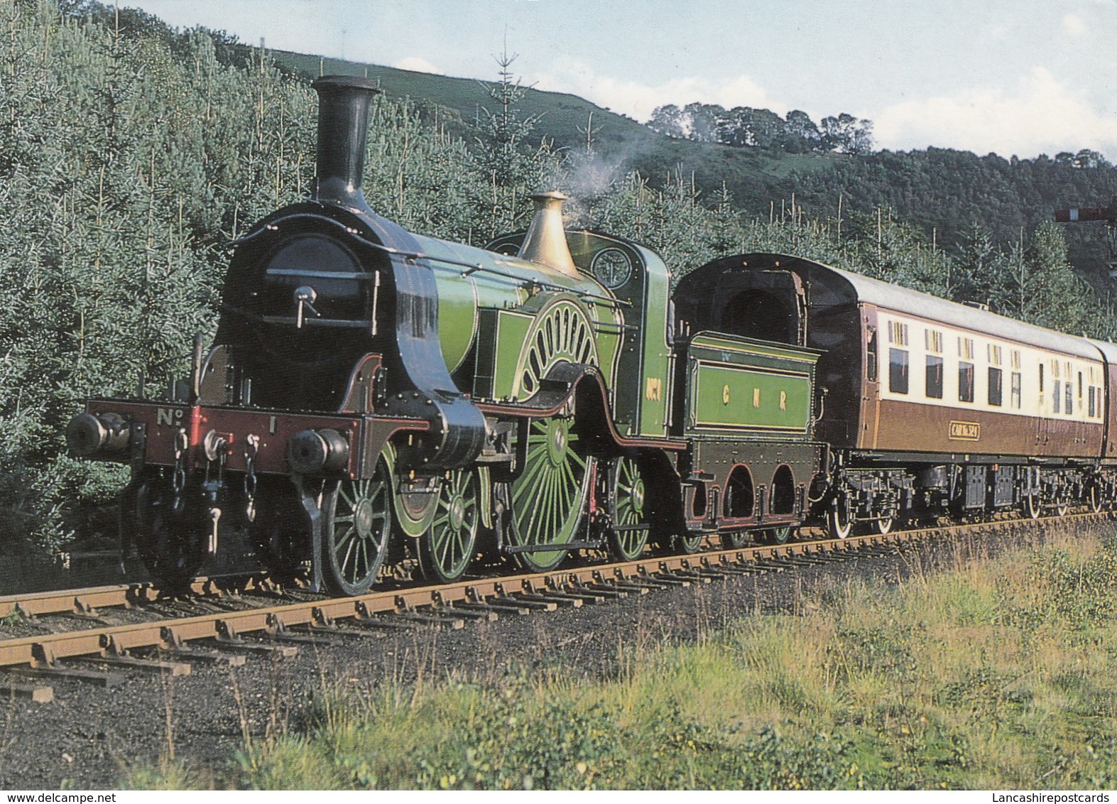 Postcard GNR Steam Locomotive In Action North Yorks Railway In 1985 PU 2000  [ Train ] My Ref  B23708 - Trains