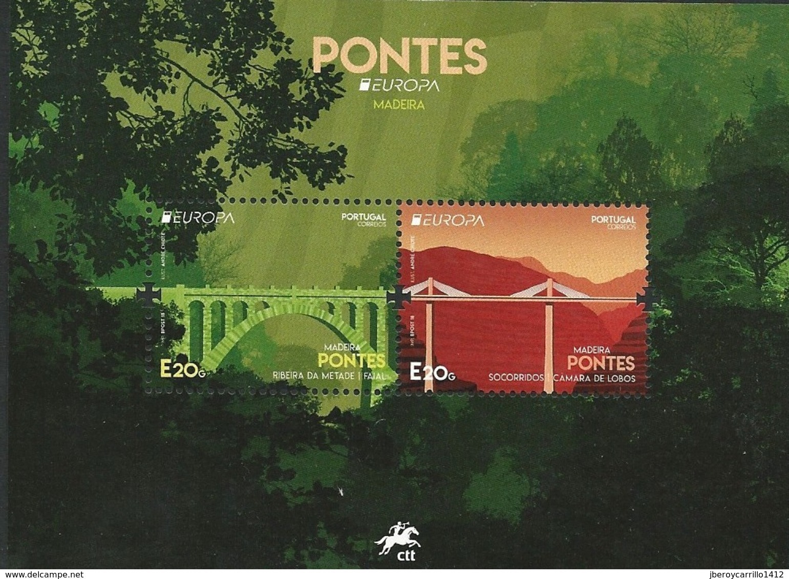 MADEIRA/ MADERA  - EUROPA 2018 -"PUENTES.-BRIDGES -BRÜCKEN -PONTS"- HOJITA BLOQUE - 2018