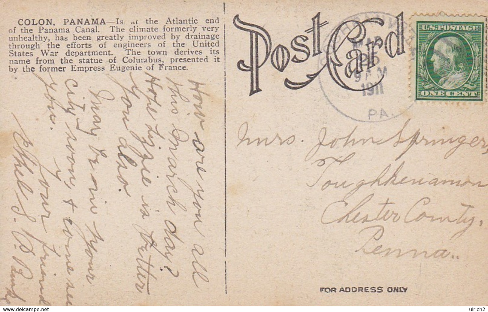 PC Panama - Colon - 1911 (42974) - Panama