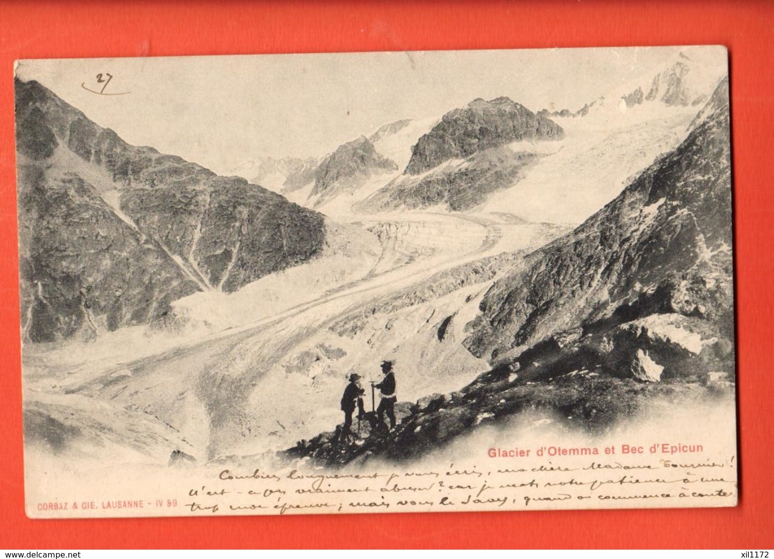 TSP-33 Glacier D'Otemma Et Bec D'Epicum  Au Sud Du Pigne D'Arolla, Alpinistes, Val Hérens-Bagnes. Précurseur, Circulé - Bagnes
