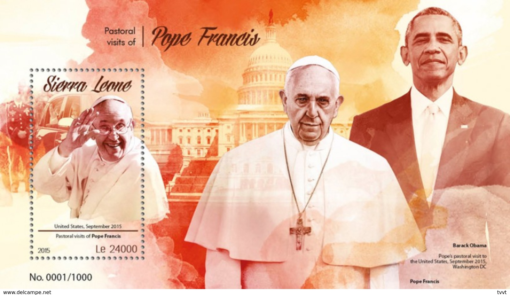 Sierra Leone 2015. [srl15612] Pope Francis (s\s+bl) - Päpste