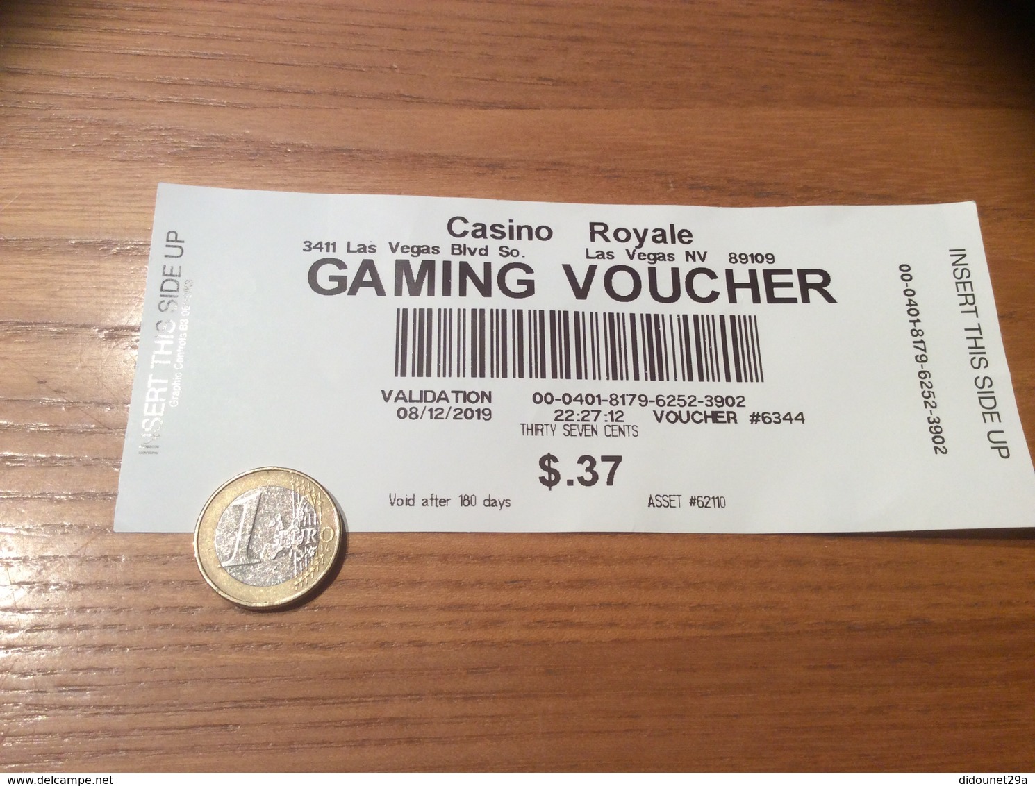 Ticket De Paiement "Casino Royale - GAMING VOUCHER" Las Vegas USA - Non Classés