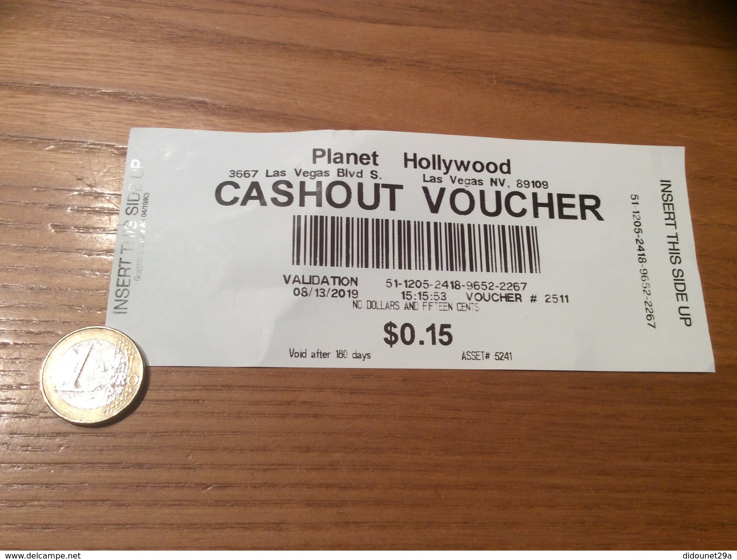 Ticket De Paiement "Planet Hollywood (Casino) - CASHOUT VOUCHER" Las Vegas USA - Zonder Classificatie