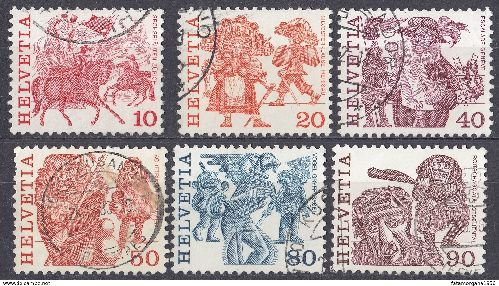 HELVETIA - SUISSE - SVIZZERA - 1977 -  Lotto Di 6 Valori Usati: Yvert 1034, 1035, 1037, 1038, 1040 E 1041. - Usati