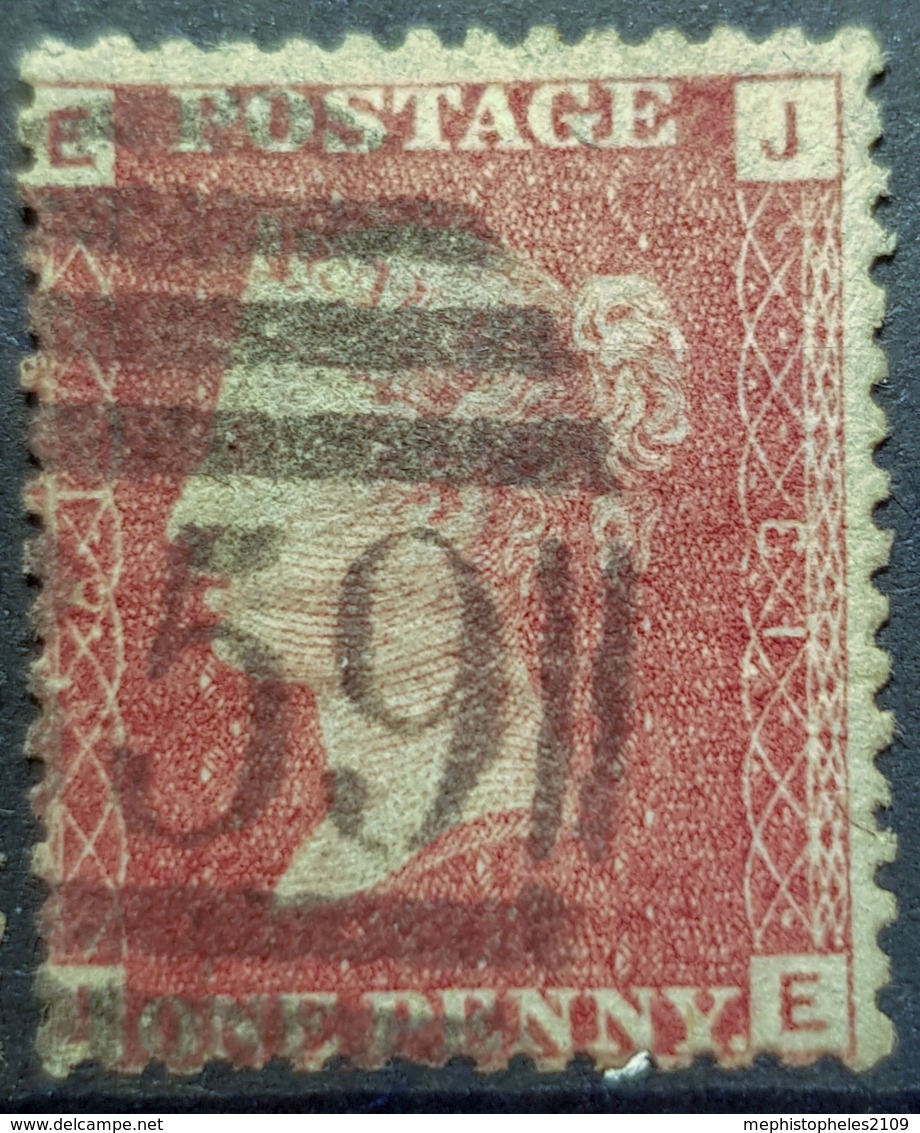 GREAT BRITAIN - Canceled Penny Red - Plate 81 - Sc# 33, SG# 43 - Queen Victoria 1p - Used Stamps