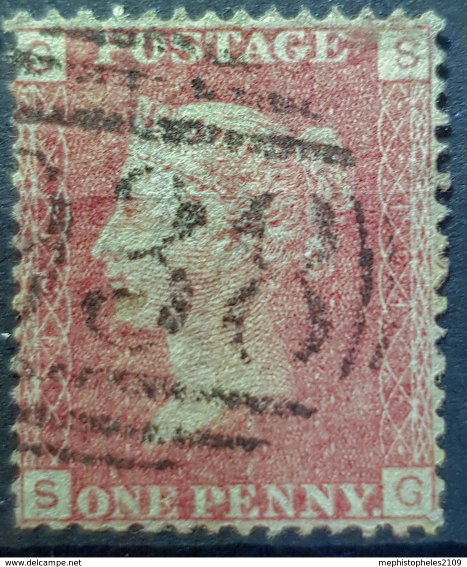 GREAT BRITAIN - Canceled Penny Red - Plate 121 - Sc# 33, SG# 43 - Queen Victoria 1p - Used Stamps