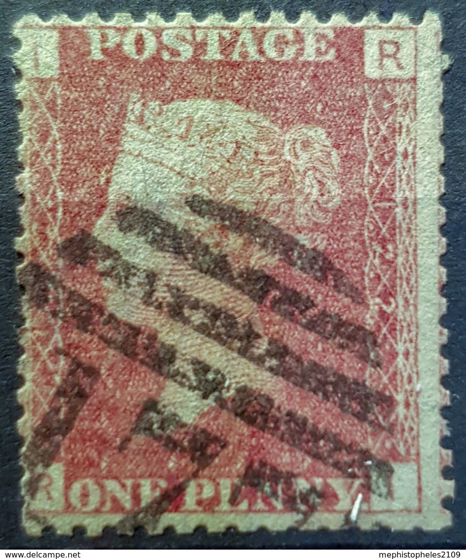 GREAT BRITAIN - Canceled Penny Red - Plate 122 - Sc# 33, SG# 43 - Queen Victoria 1p - Used Stamps