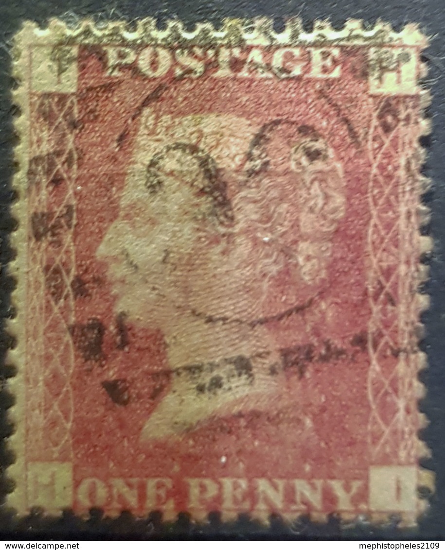 GREAT BRITAIN - Canceled Penny Red - Plate 145 - Sc# 33, SG# 43 - Queen Victoria 1p - Used Stamps