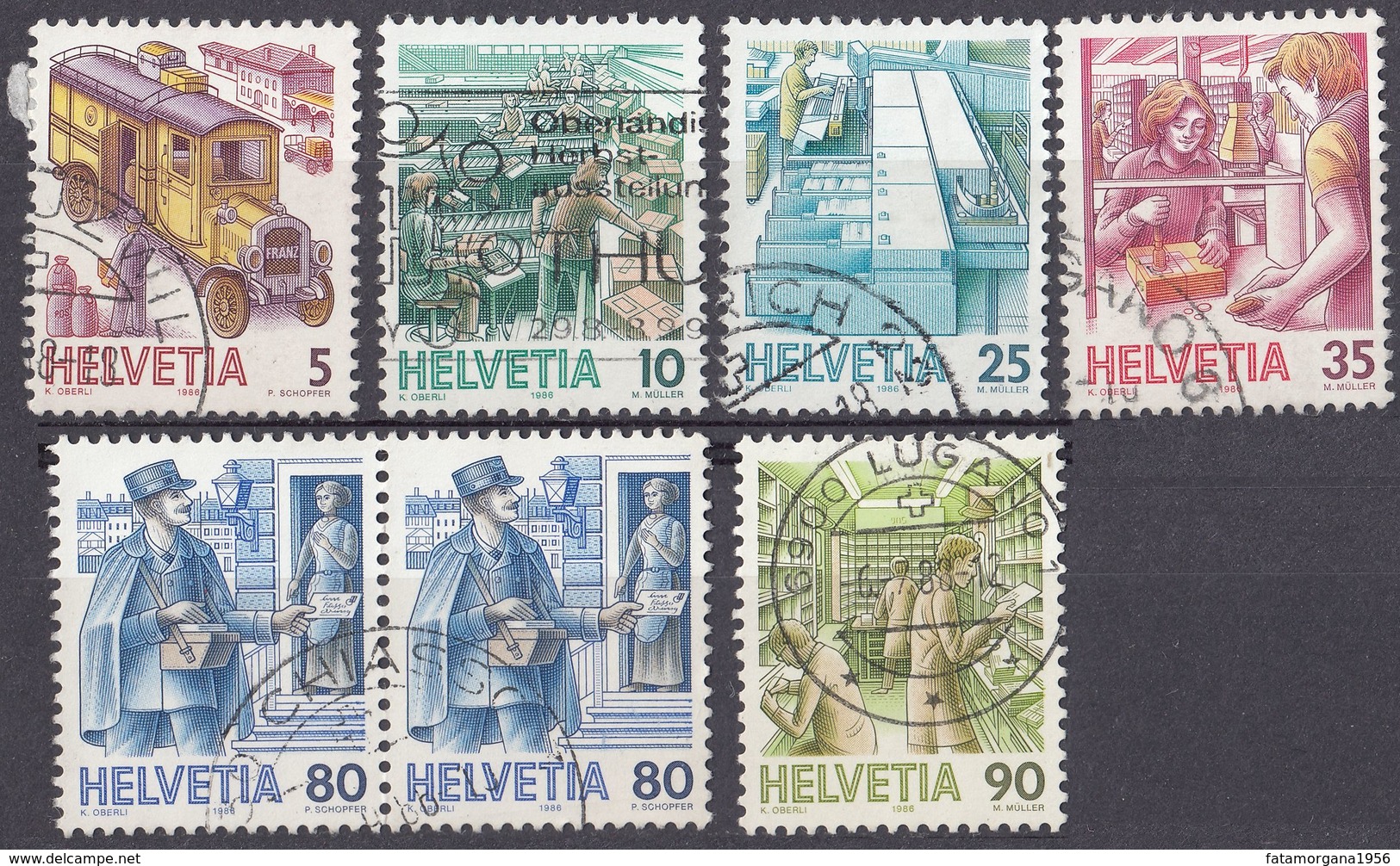 HELVETIA - SUISSE - SVIZZERA - 1986 -  Serie Completa Usata Yvert 1250/1255, In Cui Il 1254 è Doppio. - Usati