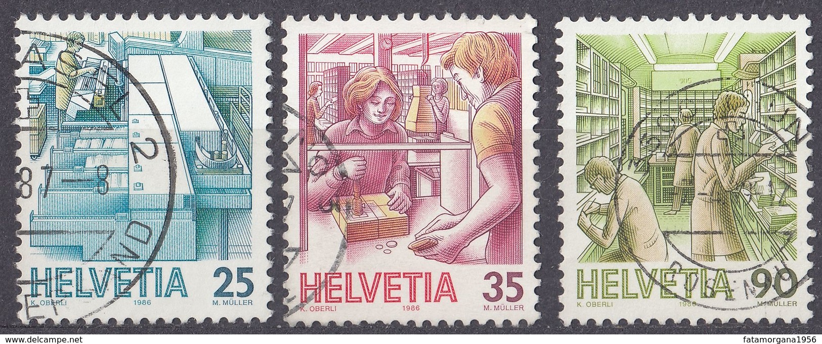 HELVETIA - SUISSE - SVIZZERA - 1986 -  Lotto Di 3 Valori Usati: Yvert 1252, 1253 E 1255. - Usati