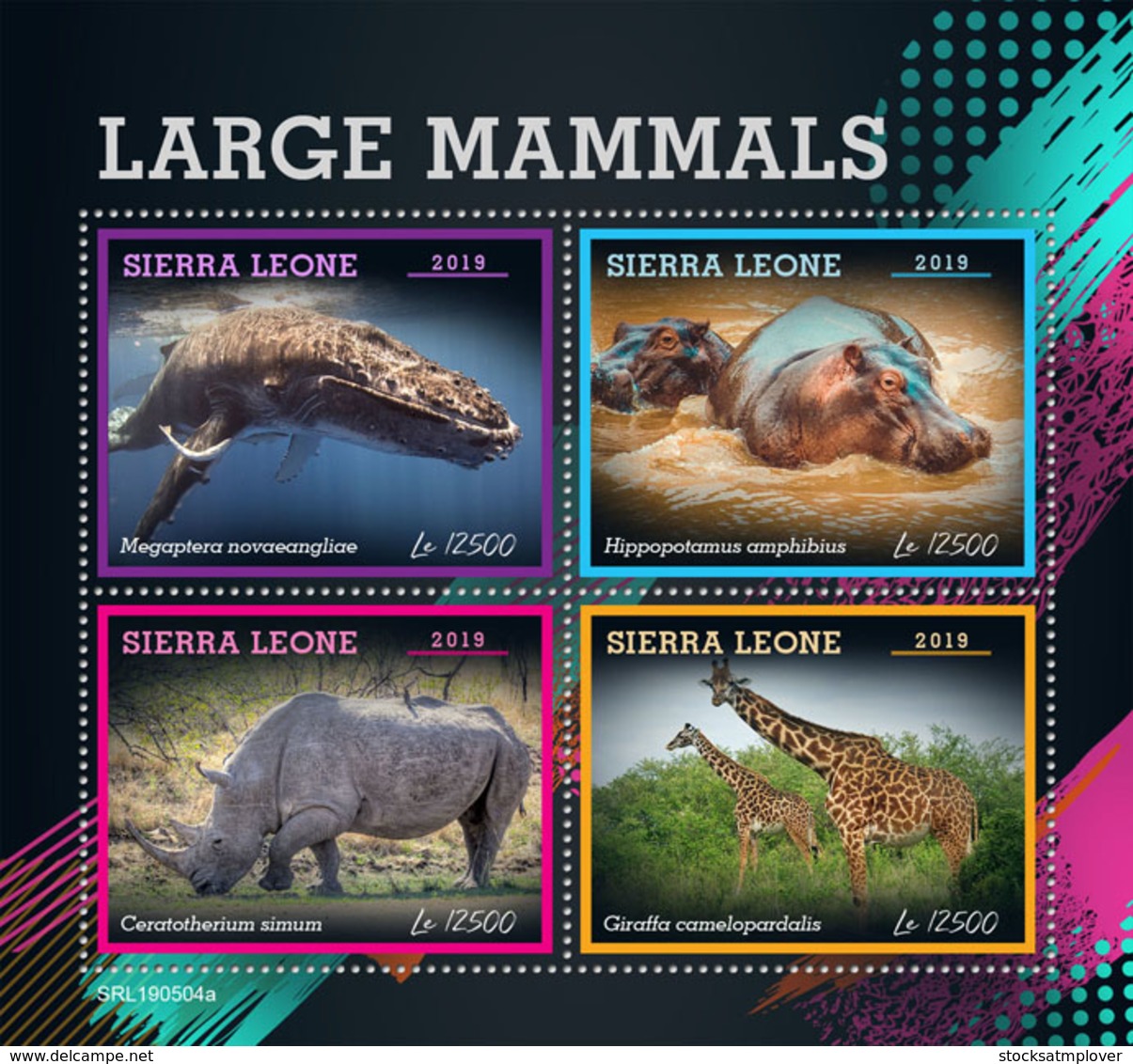 Sierra Leone 2019 Fauna  Whale ,giraffe ,rhino ,hippo   S201907 - Sierra Leone (1961-...)