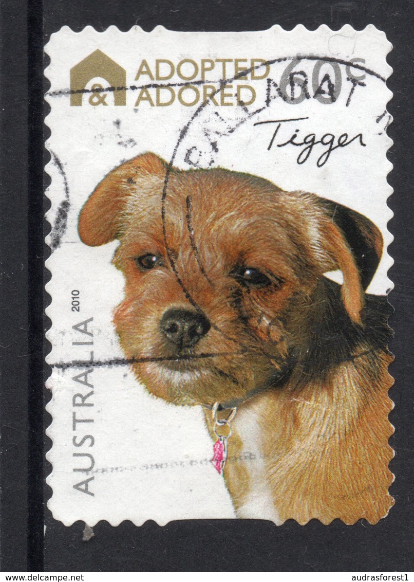 ADOPTED ADORED - TIGGER Postally Used 60c BOOKLET SELF-ADHESIVE Stamp From AUSTRALIA 2010 - DOG - Gebruikt