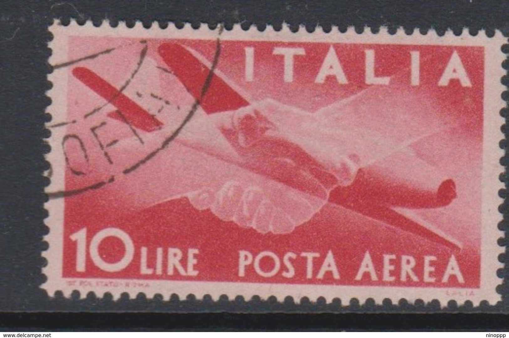 Italy Republic PA 130 1945-46 Serie Democratica,10 Lire Rose Red,used - Airmail