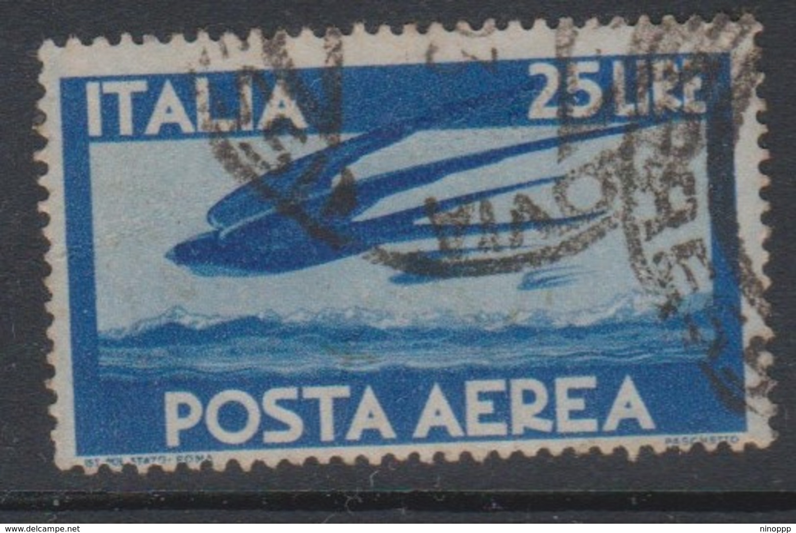 Italy Republic PA 131 1945-46 Serie Democratica,25 Lire Blue,used - Airmail