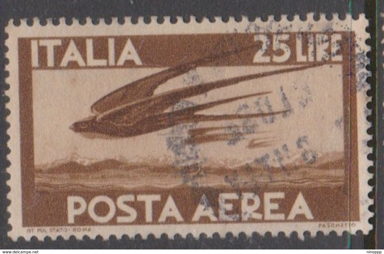 Italy Republic PA 133 1947-55 Serie Democratica,25 Lire Brown,used - Airmail