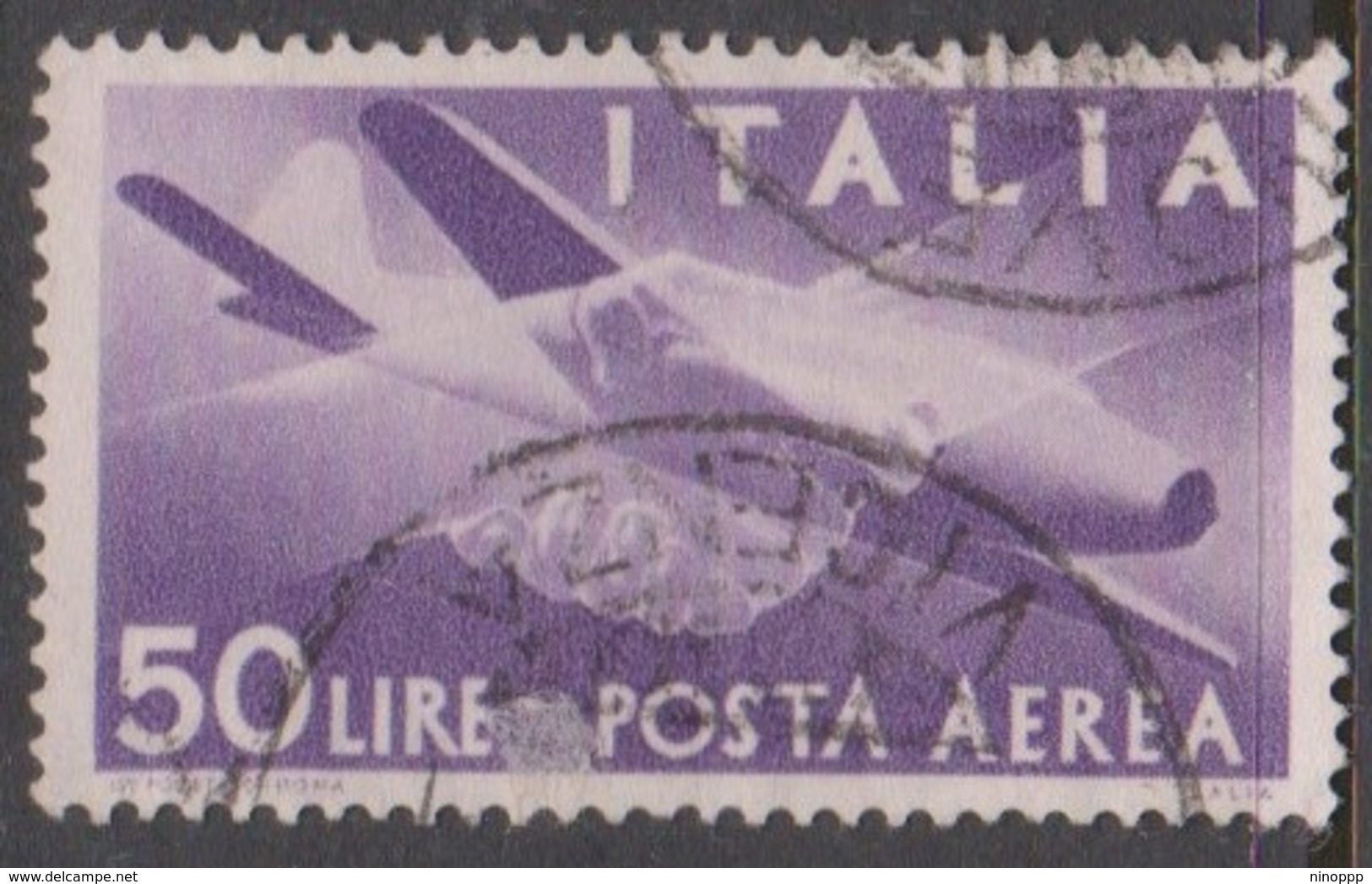 Italy Republic PA 134 1947-55 Serie Democratica,50 Lire Violet,used - Luchtpost