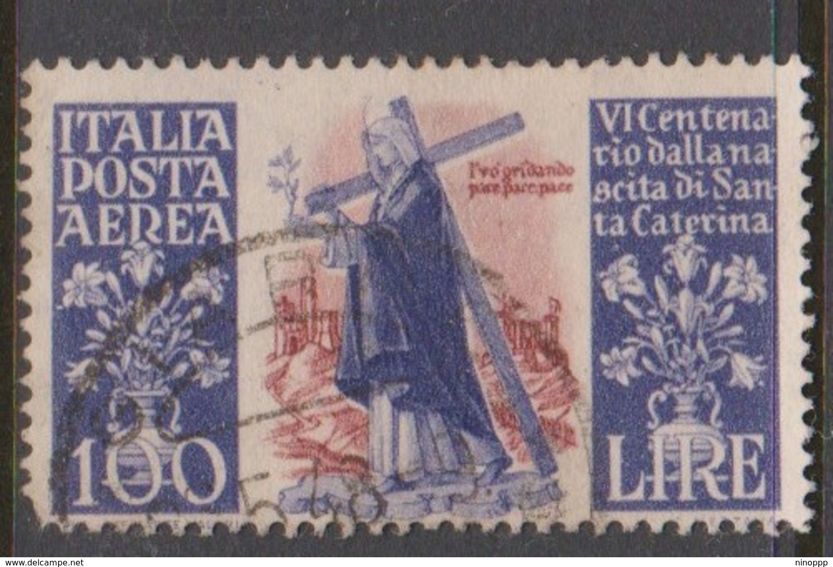 Italy Republic PA 146 1948 600th Birth Anniversary Of StCatherine Of Siena - Airmail