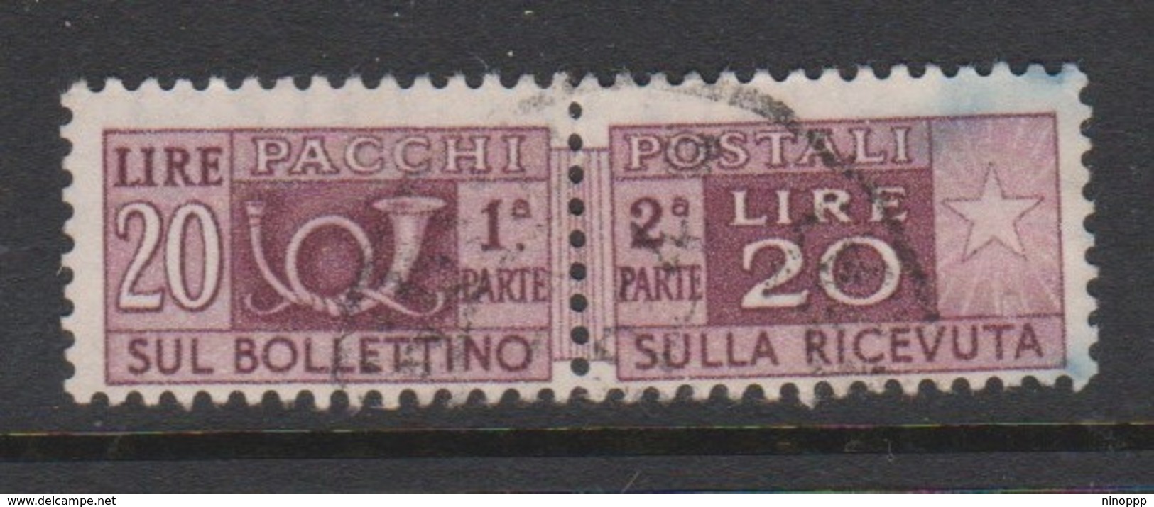 Italy Republic PP 74 1946-51 ,Parcel Post,watermark Flying Wheel, Lire 20 Lilac Brown,Used - Postal Parcels