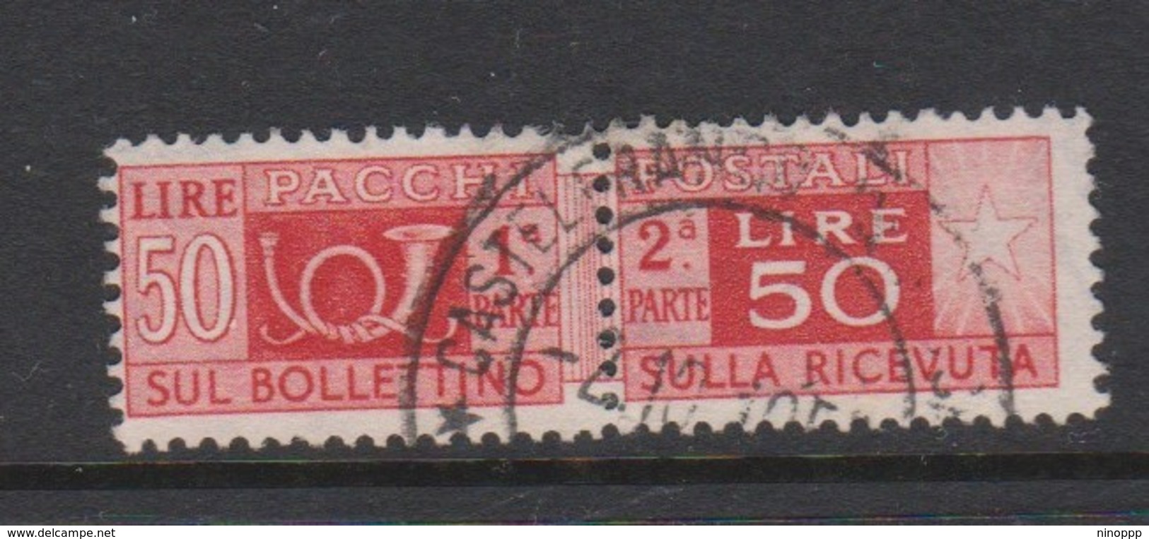 Italy Republic PP 76 1946-51 ,Parcel Post,watermark Flying Wheel, Lire 50 Red,Used - Postal Parcels