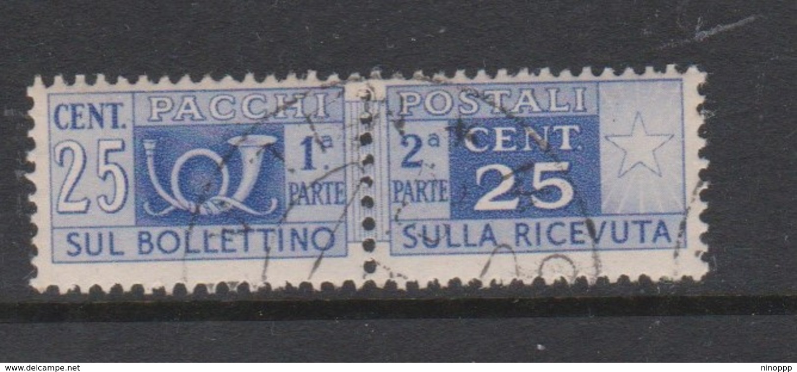 Italy Republic PP 82 1955-79 ,Parcel Post,watermark Stars, 25c Ultra,Used - Postal Parcels