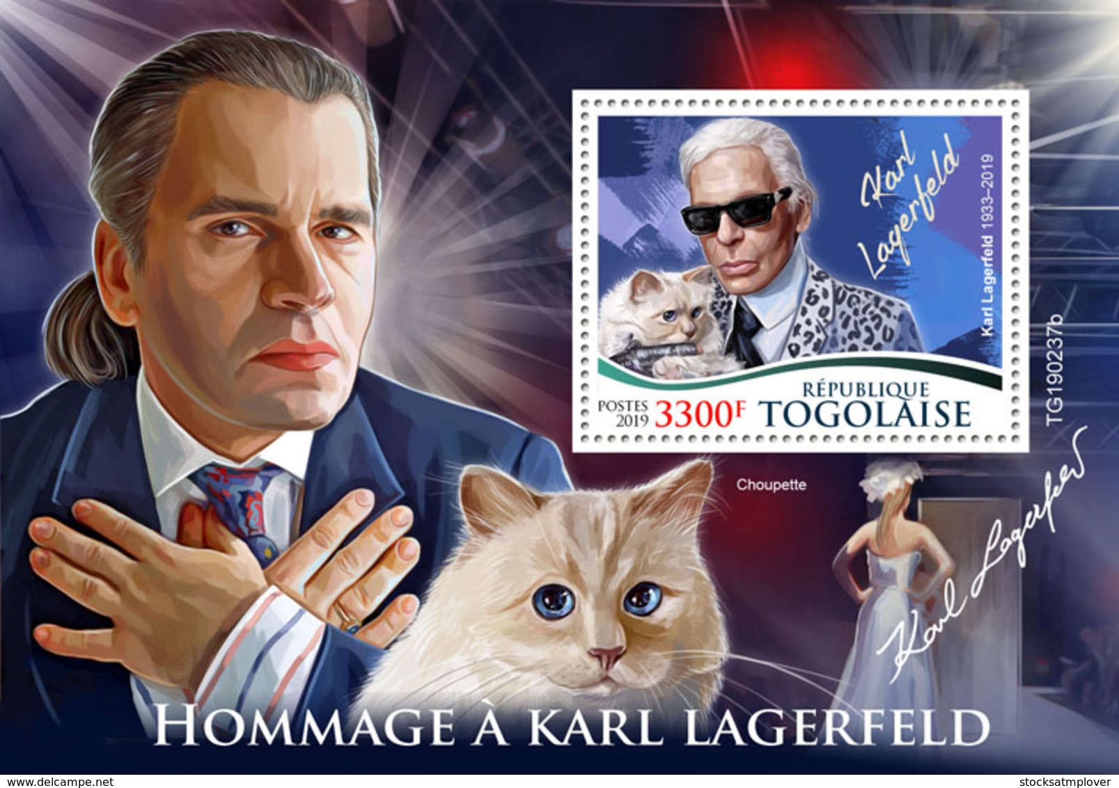 Togo  2019     Karl Lagerfeld  ,cats   Choupette  S201907 - Togo (1960-...)