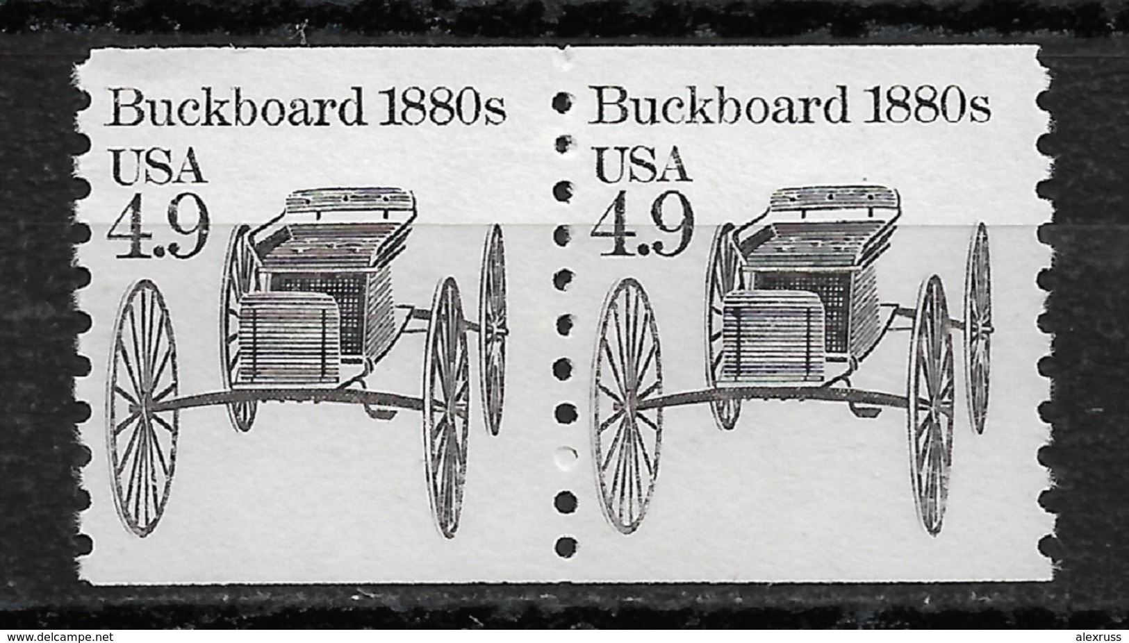 US 1985-87 Definitive Issue Transportation,Buckboard 4.9c,Sc #2124 Pair,VF MNH** - Stage-Coaches