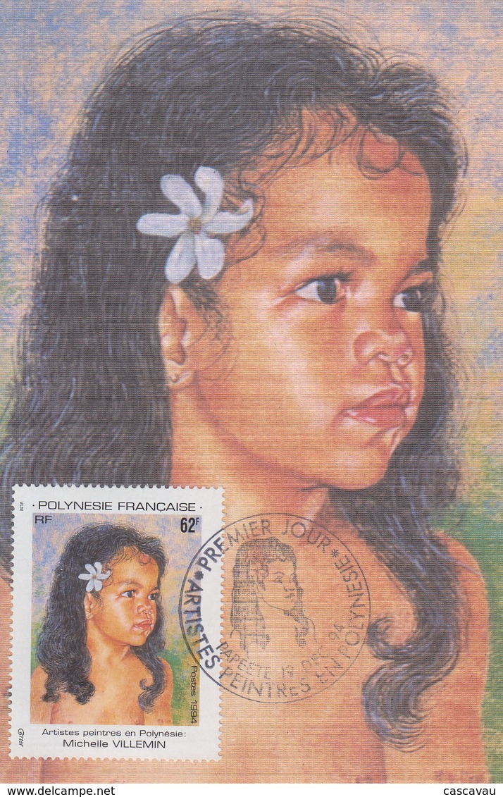 Carte  Maximum  1er  Jour   POLYNESIE      Peintres  En   Polynésie    1994 - Cartes-maximum