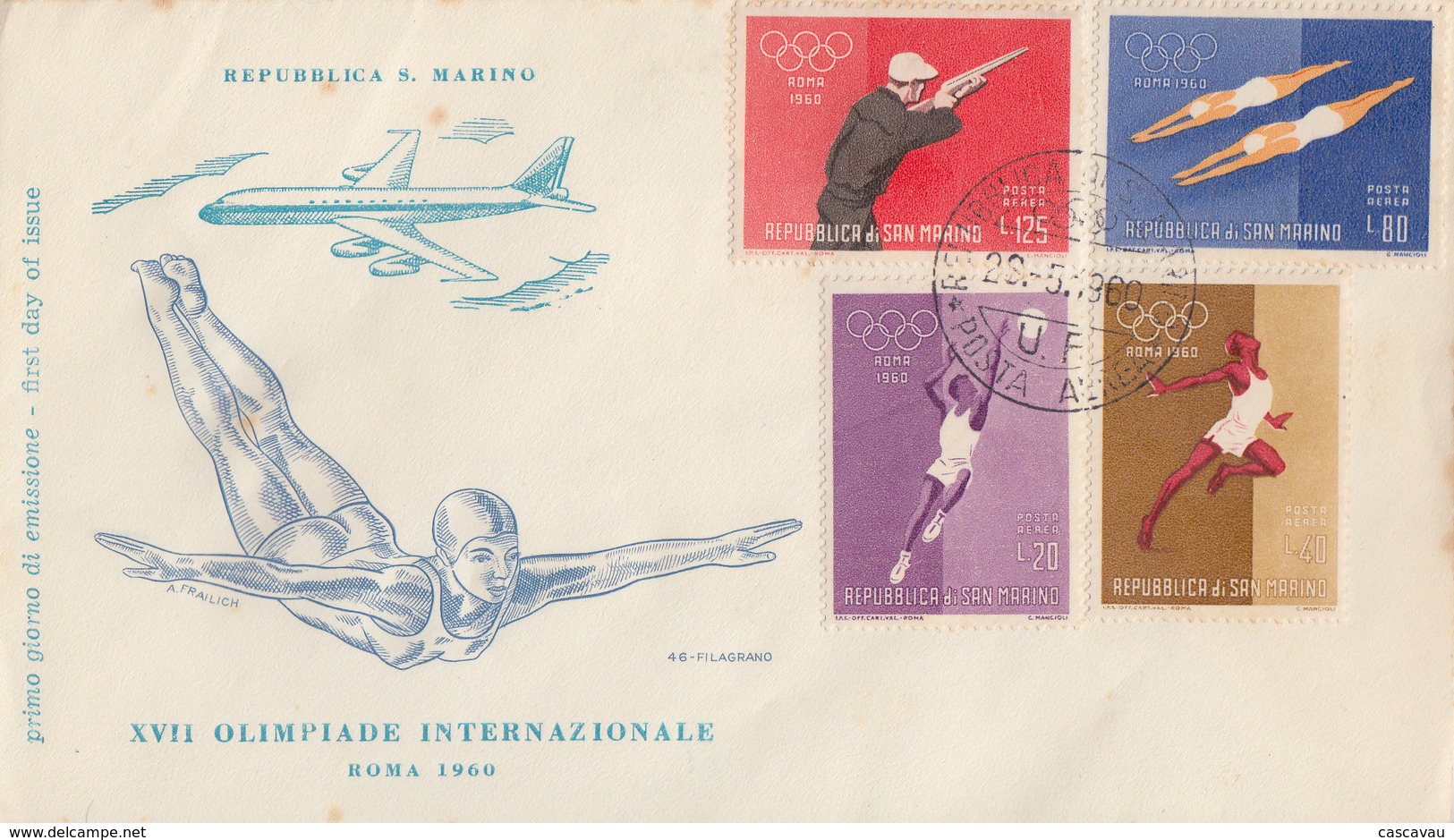 Enveloppe  FDC  1er  Jour   SAN  MARINO   Jeux  Olympiques   ROME   1960 - Summer 1960: Rome