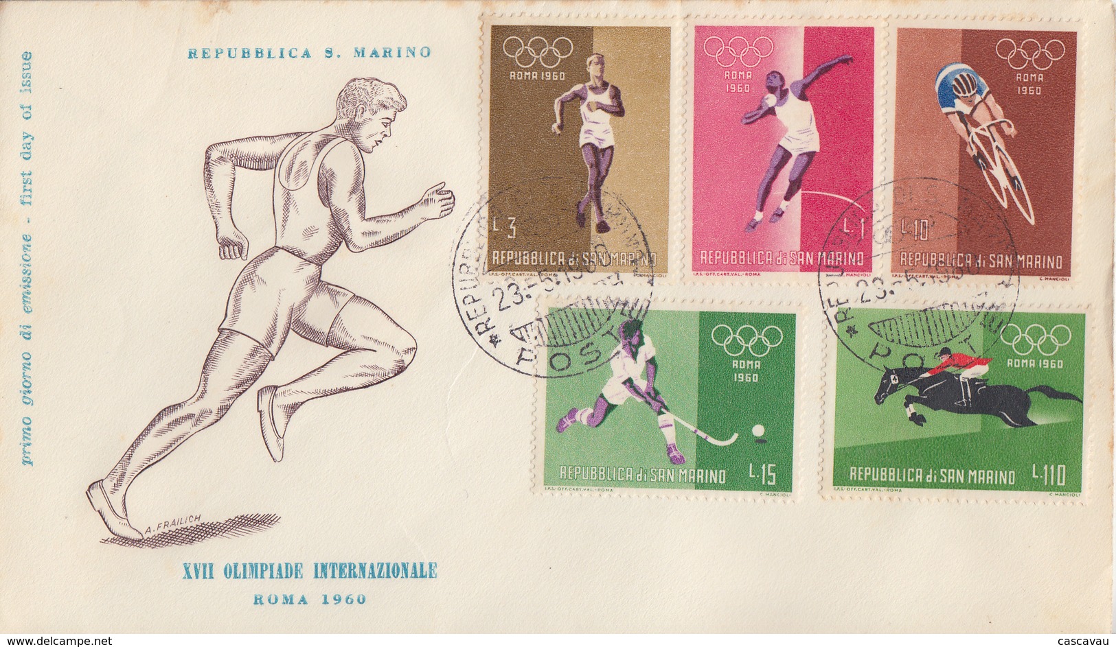 Enveloppe  FDC  1er  Jour   SAN  MARINO   Jeux  Olympiques   ROME   1960 - Summer 1960: Rome